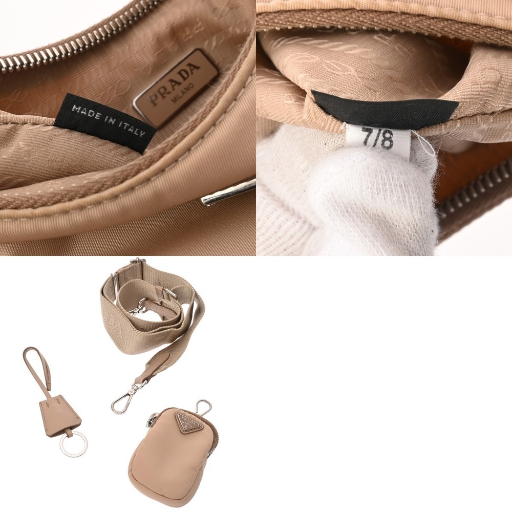 Prada Tan Nylon Saffiano Pink Beige Shoulder Leather Bag - Picture 10 of 10